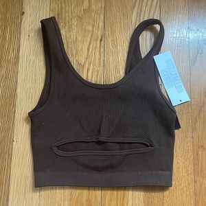 Seamless brown cut out cropped tank